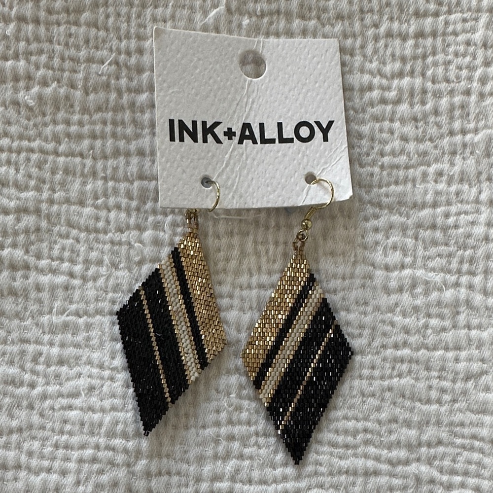 INK+ALLOY Black and Gold Diamond Earrings
